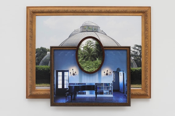 Todd Gray, <em>Palm House Blues</em>, 2019. Three archival pigment prints in artist’s frames and found frames, UV laminate, 47 1/4 x 60 x 3 3/4 inches. Courtesy the artist and David Lewis, New York.