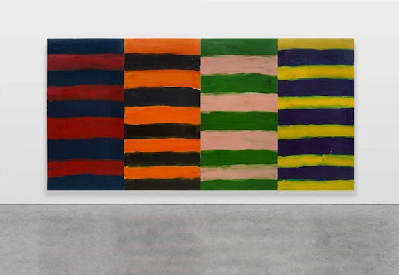 Sean Scully, <em>Shutter</em>, 2019. Oil on aluminum, 110 x 212 1/2 inches. © Sean Scully. Courtesy Lisson Gallery.