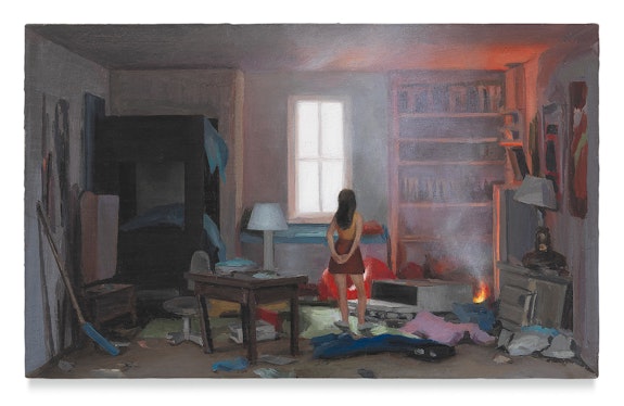 Amy Bennett, <em>Problem Child</em>, 2018, Oil on panel, 2 3/4 x 4 1/2 inches. Courtesy the artist and Miles McEnery Gallery, New York.
