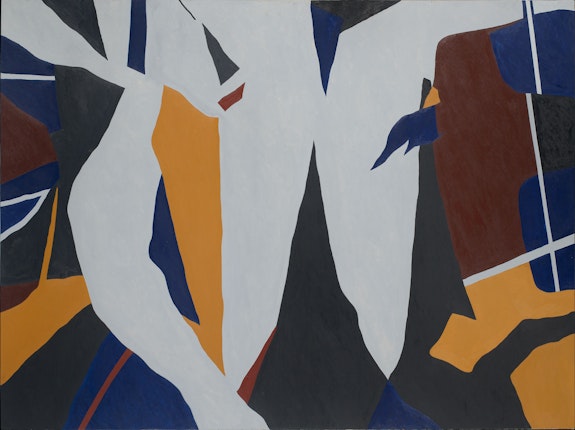 Ralston Crawford,<em> Torn Signs</em>, April 15, 1974-1976. Oil on canvas, 54 x 72 inches. Vilcek Collection. Courtesy the Vilcek Foundation, New York.