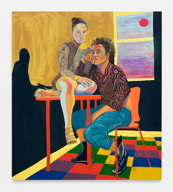 Aliza Nisenbaum, <em>Ximena and Randy, Sunrise</em>, 2018. Oil on linen, 64 x 57 inches. Courtesy Anton Kern Gallery.