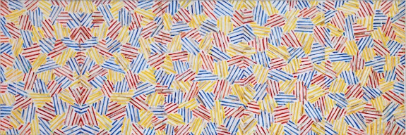 Jasper Johns, <em>Untitled</em>, 1979. Acrylic and collage on canvas, 30 x 90 inches. Collection of Jasper Johns.