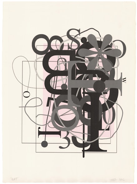 Christopher Wool, <em>Untitled</em>, 2013. Lithograph in 2 colors on J. Whatman handmade paper, 30 1/2 x 22 1/2 inches. Courtesy ULAE.