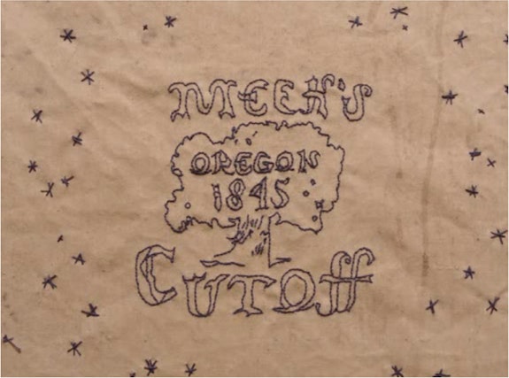 Title card by Vicki Ferrell and Marlene McCarty for Meek's Cutoff. Image: Oscilloscope Laboratories.
