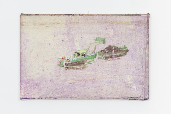 Merlin James, <em>Dredging</em>, 2018. Acrylic and mixed materials, 8 x 11 3/4 inches. Courtesy the artist and Sikkema Jenkins & Co., New York.