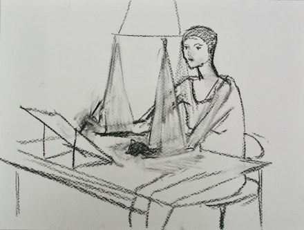Merlin James, <em>Drawing</em>, 2019. Graphite on paper, 9 1/2 x 12 1/2 inches. Courtesy the artist and Sikkema Jenkins & Co., New York.