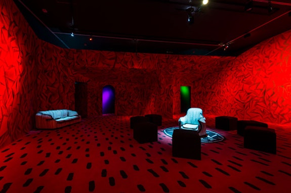 Guillermo Kuitca, <em>David’s Living Room Revisited</em>, 2014–2020. An installation by Guillermo Kuitca created from an installation by David Lynch, with the participation of Patti Smith. Collection Fondation Cartier pour l’art contemporain. © Guillermo Kuitca. Courtesy the artist and Hauser & Wirth.