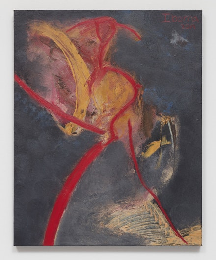 Elizabeth Ibarra, <em>Untitled (red figure)</em>, 2019. Acrylic on canvas. Courtesy Rental Gallery.