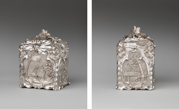 Paul de Lamerie, Sugar box, British, London, 1744/45. Silver, 5 5/8 x 3 7/16 x 4 5/16 inches. The Metropolitan Museum of Art, New York.