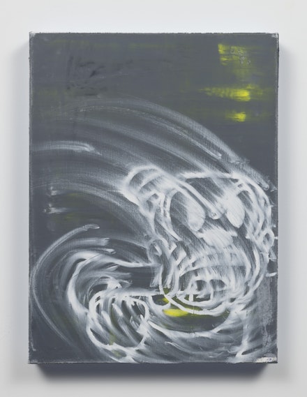 Gary Simmons, <em>Anger Issues</em>, 2020. Oil and cold wax on canvas, 24 1/4 x 18 1/4 inches. Courtesy the artist and Metro Pictures, New York.
