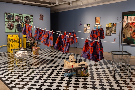 Installation view: <em>Jonathan Lyndon Chase: Big Wash, </em>in collaboration with The Fabric Workshop and Museum, Philadelphia, 2020. Photo: Carlos Avendaño.