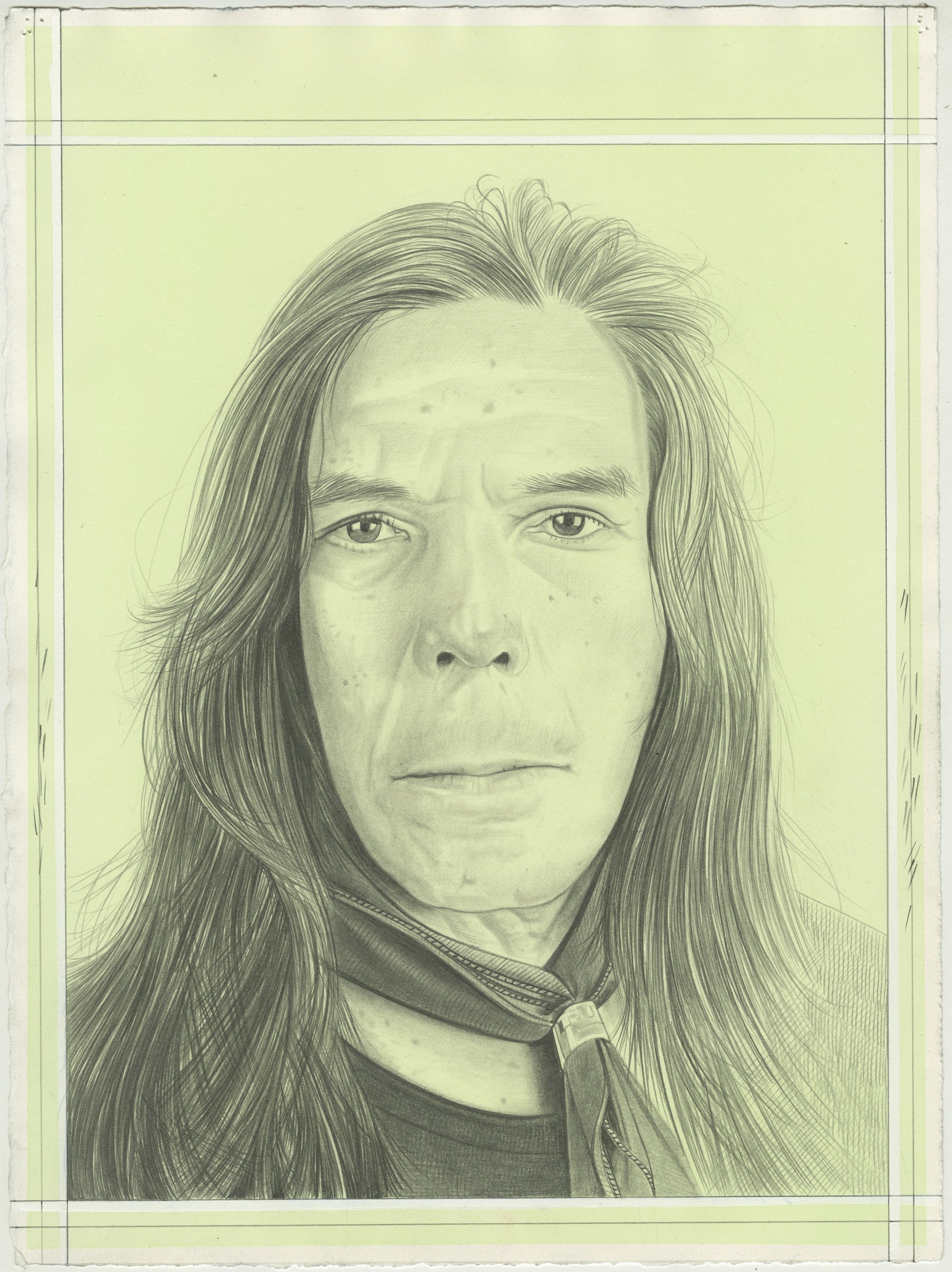Portrait of Brad Kahlhamer, pencil on paper by Phong H. Bui.