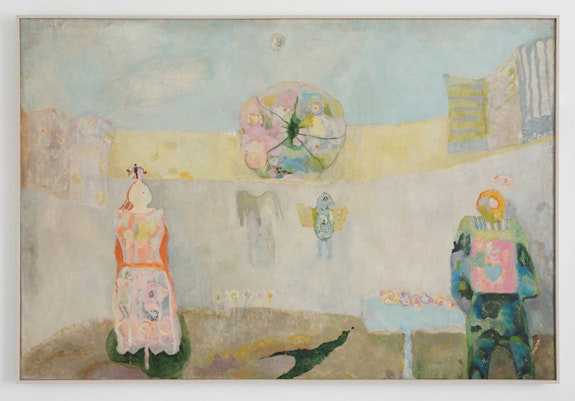 Ljiljana Blazevska, <em>Začarani prostor</em>,​ 1979. Oil on canvas stretched on cradled panel, 47 1/4 x 70 inches. Courtesy 15 Orient, New York.