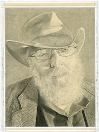Portrait of Peter Lamborn Wilson, pencil on paper by Phong H. Bui.