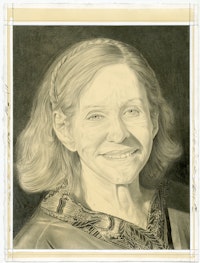 Portrait of Barbara Rose, pencil on paper by Phong H. Bui.