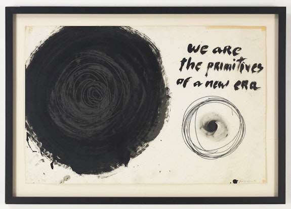 Aldo Tambellini, <em>We Are the Primitives of a New Era</em> from the “Manifesto” series, 1961. Duco, acrylic, and pencil on paper. 