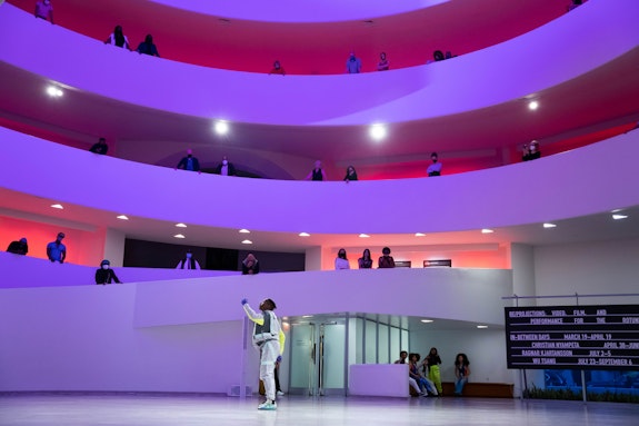 Works & Process Bubble Performance: “Take Me Back” from <em>New York Is Burning</em> by Omari Wiles, with Les Ballet Afrik, May 4, 2021, Solomon R. Guggenheim Museum. Photo: Titus Ogilvie-Laing.
