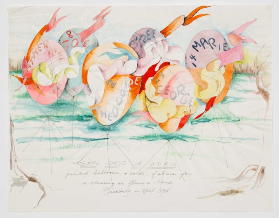 Rosemary Mayer, <em>Some Days in April</em>, 1978. Colored pencil, graphite, ink, and watercolor on paper, 14 x 18 inches. Courtesy Gordon Robichaux, NY. Photo: Greg Carideo.