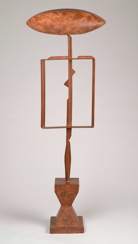 David Smith, <em>The Hero</em>, 195152. Steel, paint, 75 x 25 1/2 x 11 3/4 inches. Brooklyn Museum, Dick S. Ramsay Fund. Courtesy the Estate of David Smith and Hauser & Wirth. © 2021 The Estate of David Smith / Licensed by VAGA at Artists Rights Society (ARS), NY.