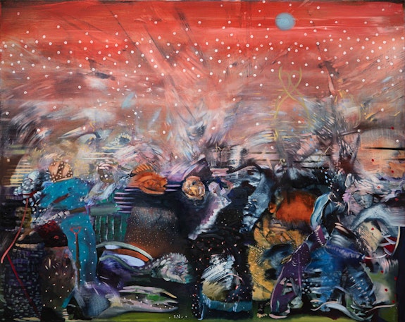 Ali Banisadr, <em>Red</em>, 2020. Oil on linen, 48 x 60 inches. Courtesy Kasmin Gallery, New York.