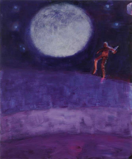 Katherine Bradford, <em>Moon Jumper</em>, 2016. Acrylic on canvas, 72 x 60 inches. Hall Collection. Courtesy Hall Art Foundation. © Katherine Bradford.