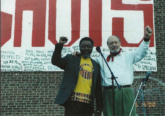 Askia Touré and Aldo Tambellini in Cambridge, MA, protesting the killing of Amadou Diallo by New York police in 1999.