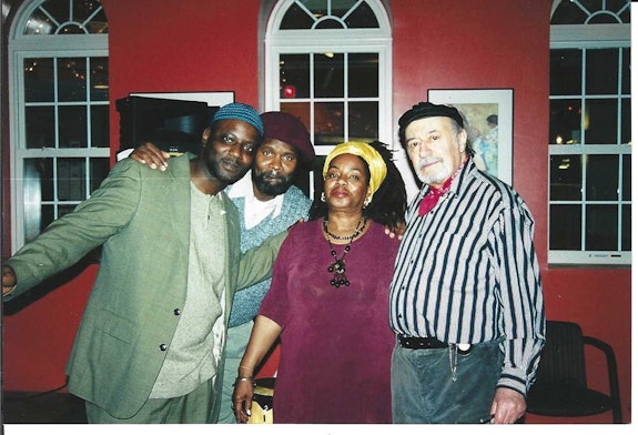 From the left: Che Hicks, Tontongi, Brenda Walcott, and Aldo Tambellini in Cambridge, MA in 2003.