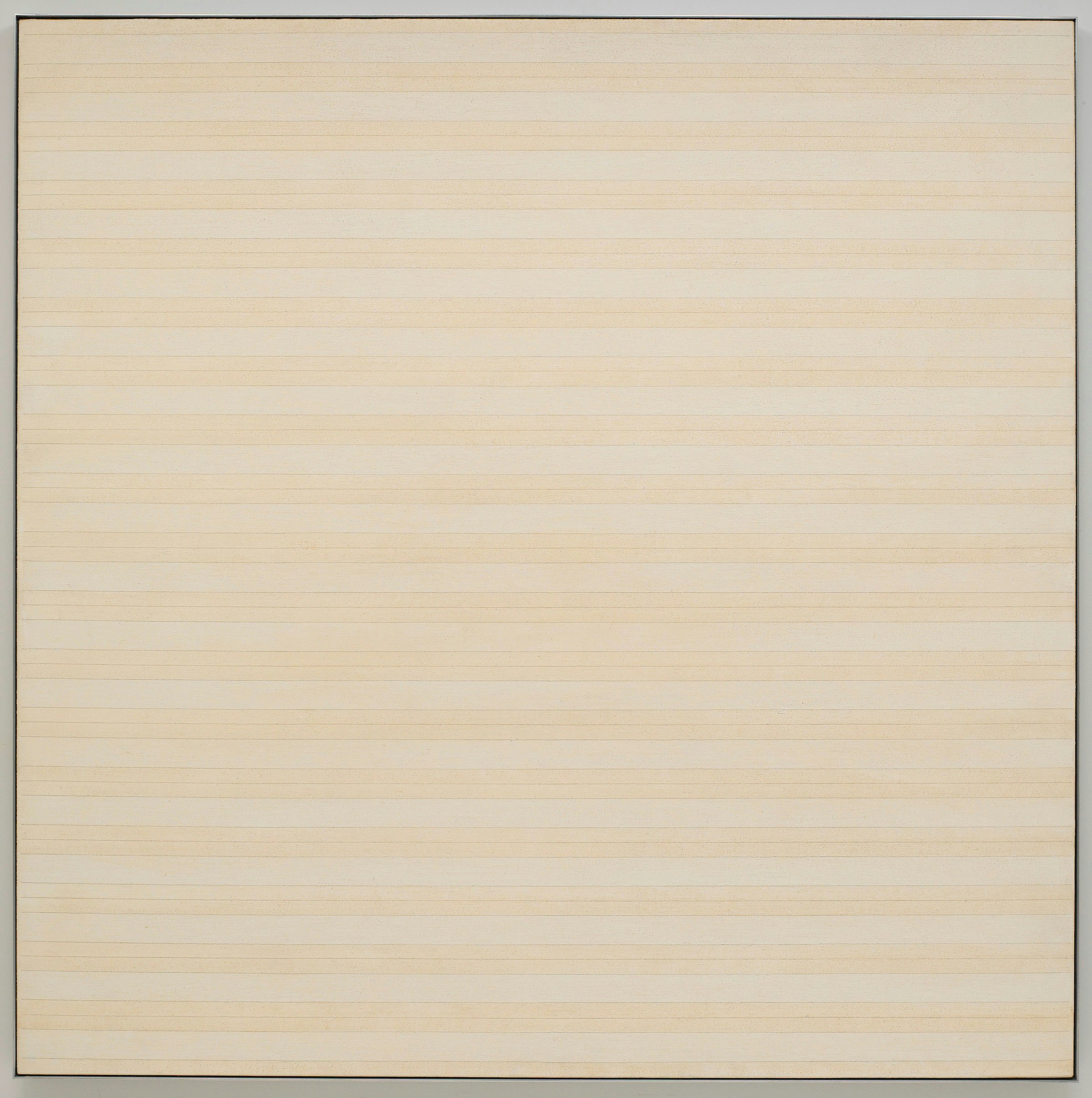 Agnes Martin, <em>Desert Flower</em>, 1985. Acrylic and pencil on linen, 72 1/8 x 72 1/8 inches. © Estate of Agnes Martin /Artists Rights Society (ARS), New York.
