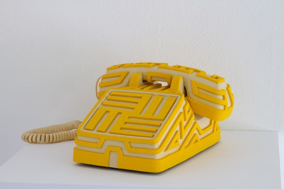 Saul Chenrick, untitled, 2020. Homemade sculpting compound, telephone, 5 1/2 x: 9 1/2 x 9 1/4 inches. Courtesy Soloway.