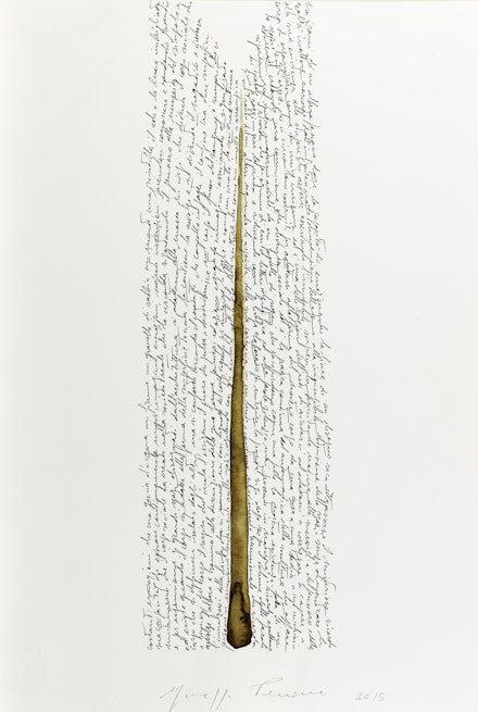 Giuseppe Penone, <em>Pensieri e linfa (Thoughts and Sap)</em>, 2015, India ink and watercolor on paper, 18  7/8  x 13 in. Photo © Archivio Penone. Courtesy Marian Goodman Gallery.