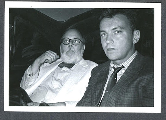 Henry Geldzahler & Diego Cortez in taxi, NYC, 1981. Photo: Raymond Foye.