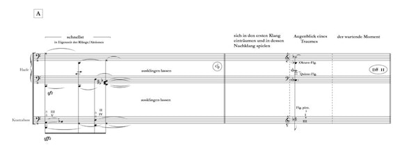 Farzia Fallah, <em>im selben Augenblick</em> (at the same moment), 2018. Musical sheet from composition. © Farzia Fallah, 2018 Cologne