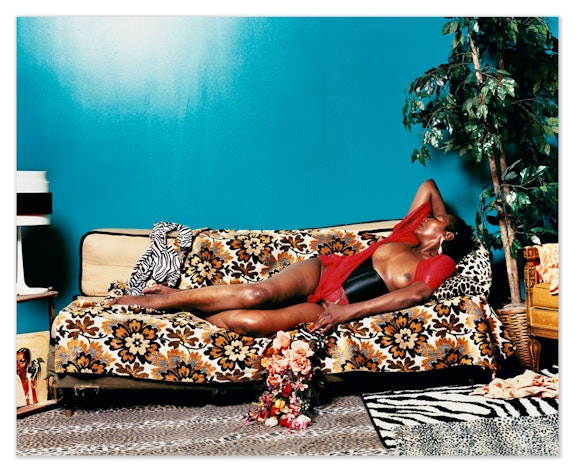Mickalene Thomas, <em>Madame Mama Bush</em>, 2006. C-Print, 22 x 25 1/2 inches. © Mickalene Thomas. Courtesy the artist.