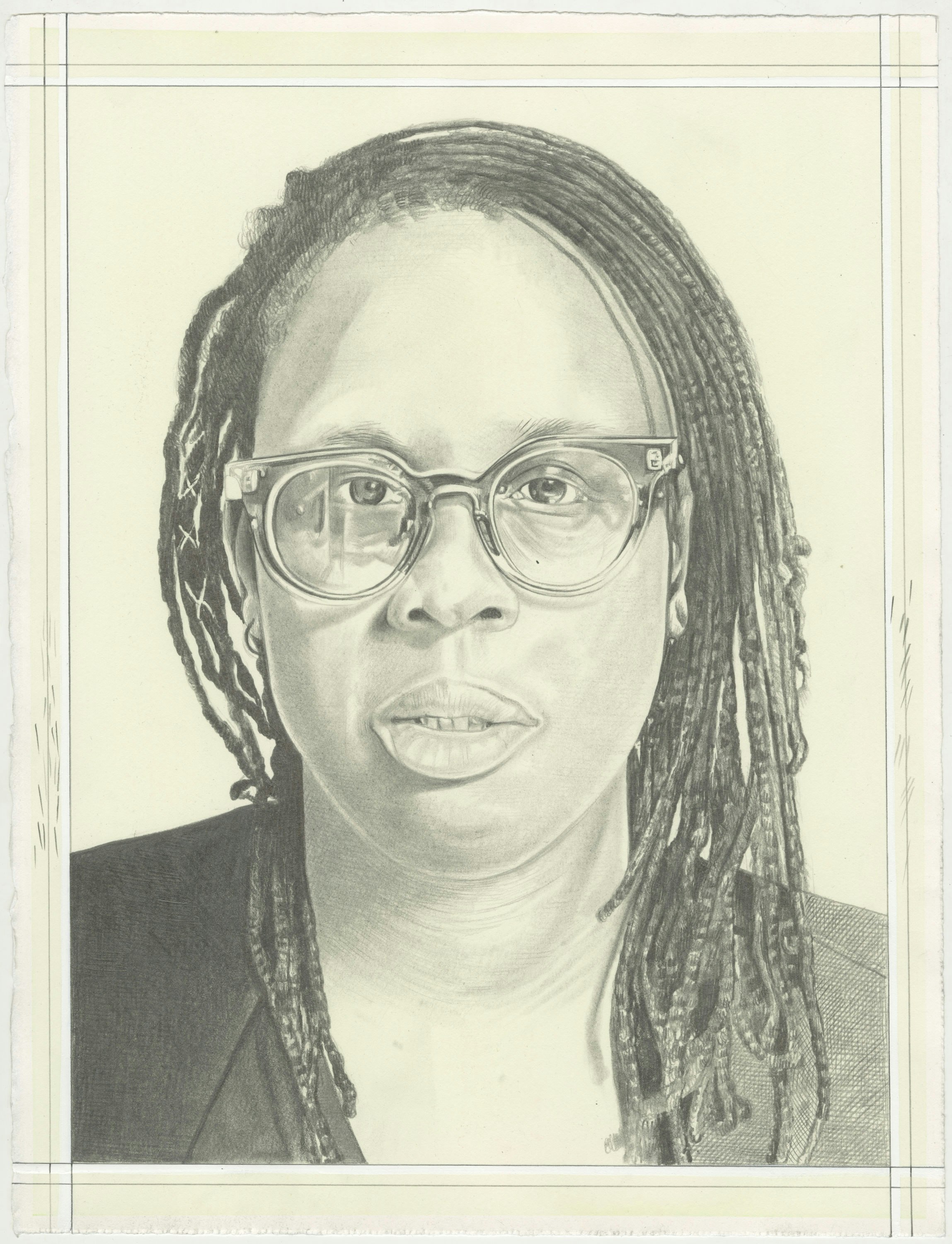 Portrait of Mickalene Thomas, pencil on paper by Phong H. Bui. Photo: Andrew Mangum