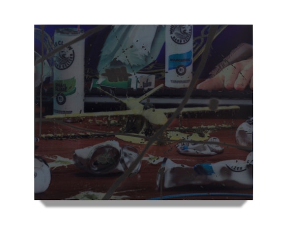 Avery Singer, <em>Bird Bar (study)</em>, 2021. Acrylic on canvas stretched over wood panel, 9 x 12 inches. Courtesy the artist, Hauser & Wirth, and Kraupa-Tuskany Zeidler, Berlin. © Avery Singer. Photo: Lance Brewer.