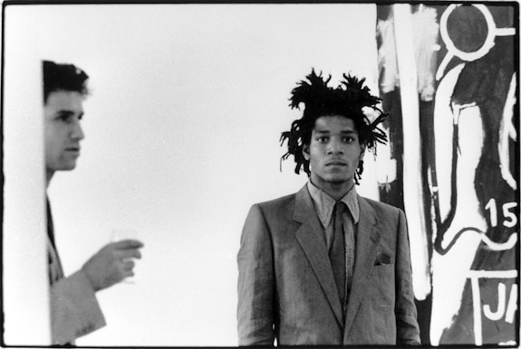 Stephen Torton and Jean-Michel Basquiat. Galerie Bischofberger, Zurich, 1982. Photo: Beth Phillips.