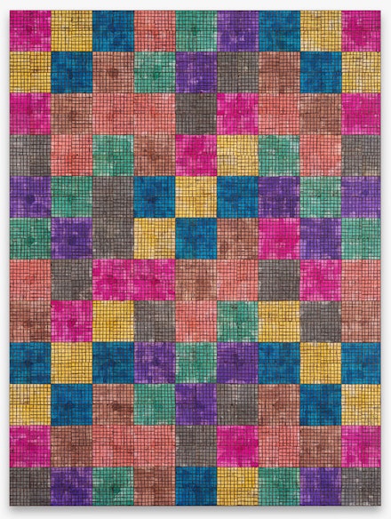 McArthur Binion, <em>Modern:Ancient:Brown</em>, 2021. Ink, oil paint stick, and paper on board, 96 x 72 x 2 inches. Courtesy the artist and Lehmann Maupin, New York, Hong Kong, Seoul, and London.