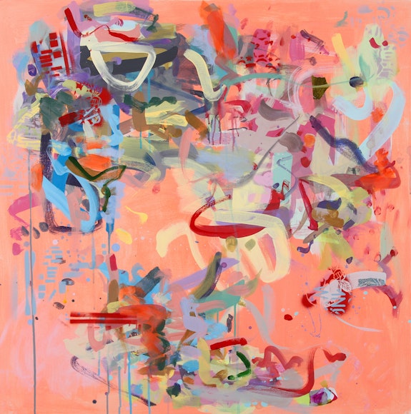 Gina Werfel, <em>Bioelectric</em>, 2019. Acrylic and mixed media on canvas, 36 x 36 inches. Courtesy the artist.