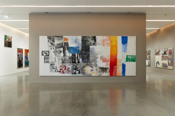 Installation view: <em>Robert Rauschenberg: Channel Surfing</em>, Pace Gallery, New York, 2021. Courtesy Pace Gallery.