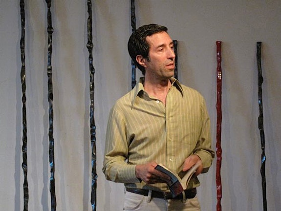 Vincent Katz poetry reading, with sculpture by Alain Kirili, May 21, 2009. Photo: Ariane Lopez-Huici.