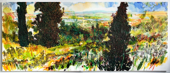 Doron Langberg, <em>Yokneam</em>, 2021. Oil on linen, 80 x 192 inches. Courtesy Victoria Miro, London.