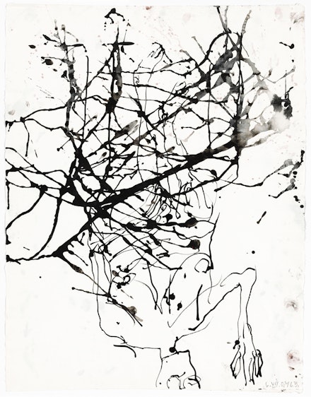 Georg Baselitz, <em>Ohne Titel</em>, 2021. Ink on paper, 26 1/8 x 20 1/8 inches. © Georg Baselitz. Courtesy the artist and Anton Kern Gallery, New York.