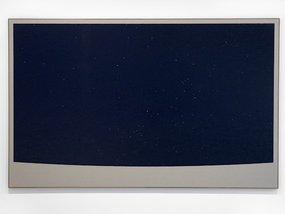 Paul Fägerskiöld, <em>Venice, Italy. View south. January 1 2100.</em>, 2022. Oil on linen in walnut frame, 78 3/4 x 126 in. Photo: Gerhard Kassner; Courtesy the artist and Galerie Nordenhake Berlin/Stockholm/Mexico City.