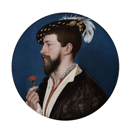 Hans Holbein the Younger, <em>Simon George</em>, ca. 1535–40. Mixed technique on panel, 12 3/16 inch diameter. Städel Museum, Frankfurt am Main. Photo: Städel Museum.