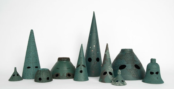 Tammie Rubin, <em>Always & Forever (forever ever ever) No. 6</em>, 2021. Pigmented porcelain, underglazes, glaze, 10 x 24 x 10 inches. Images courtesy of C24 Gallery and the artists.