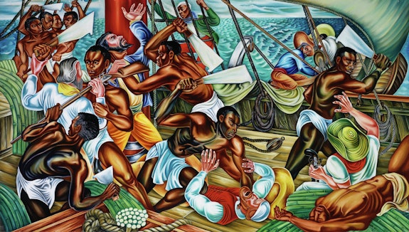 Hale Woodruff, <em>The Repatriation of the Freed Captives</em>, 1939. Oil on canvas. Collection of Savery Library, Talladega College, Talladega, Alabama.