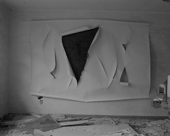 John Divola, <em>George Air Force Base, Daybreak, 4_2019B_15A,</em> 2019. Gelatin silver contact print on Azo paper, 14 1/4 x 17 1/4 inches. © John Divola. Courtesy of the artist and Yancey Richardson, New York.