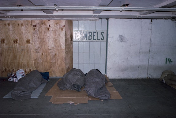 Vergara, Camilo J. <em>Homeless persons, Penn Station, NYC,</em> 1988. Photograph. United States New York Manhattan New York State. Courtesy Library of Congress.