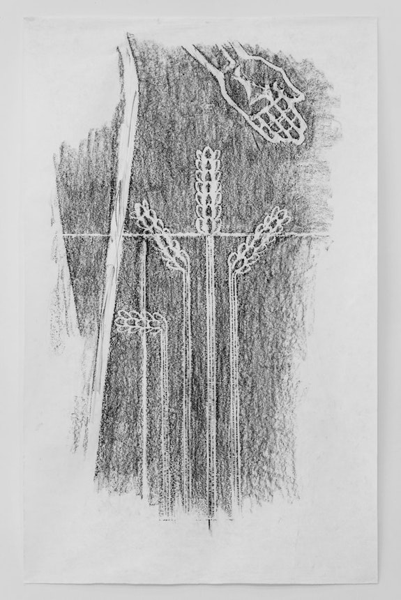 Christian Hincapié, <em>Art Decoy (from Industry and Agriculture, One Rockefeller Plaza by artist C. Paul Jennewein)</em>, 2018. Rubbing, oil on paper, 52 x 84 in. Courtesy the artist.