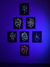 Installation view, <em>Warren Neidich: The Brain Without Organs: The Aporia of Care</em>, at Museum of Neon Art, California, 2022. Courtesy the Museum of Neon Art.